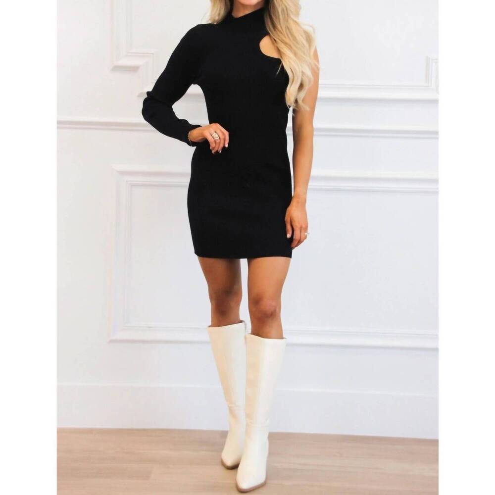 NEW THE VINTAGE SHOP harleigh asymmetrical sweater dress in black - Picture 3 of 3